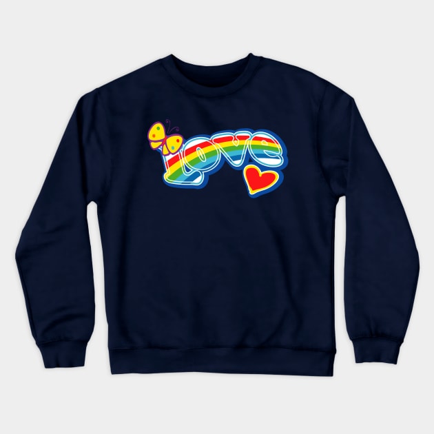 70s Retro Love Butterfly Crewneck Sweatshirt by amitsurti
